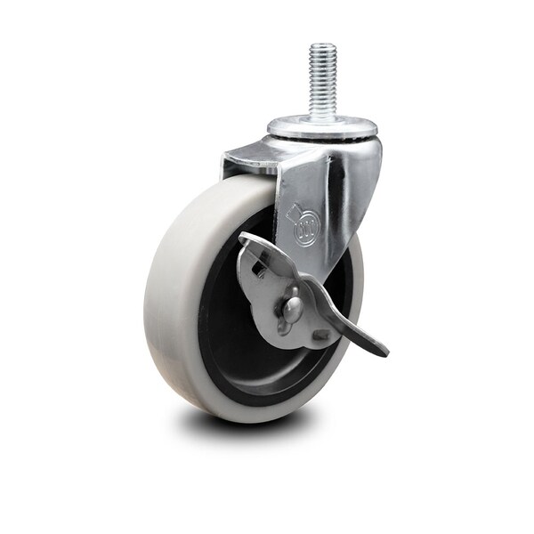 Service Caster 4 Inch Thermoplastic Rubber Wheel 12mm Threaded Stem Caster with Brake SCC SCC-TS05S410-TPRS-SLB-M1215 - main